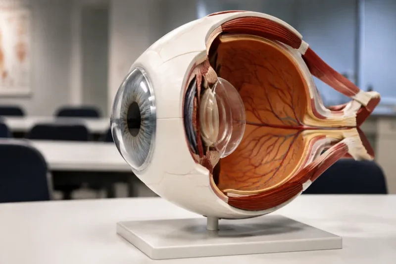 Enlarged eye anatomy model with internal structures