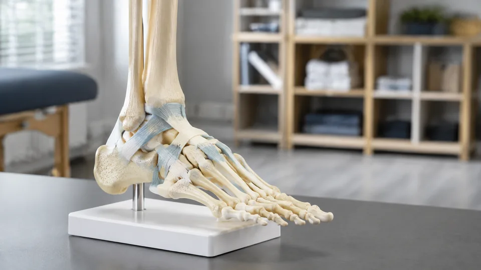 Ankle anatomy model with foot bones and ligaments
