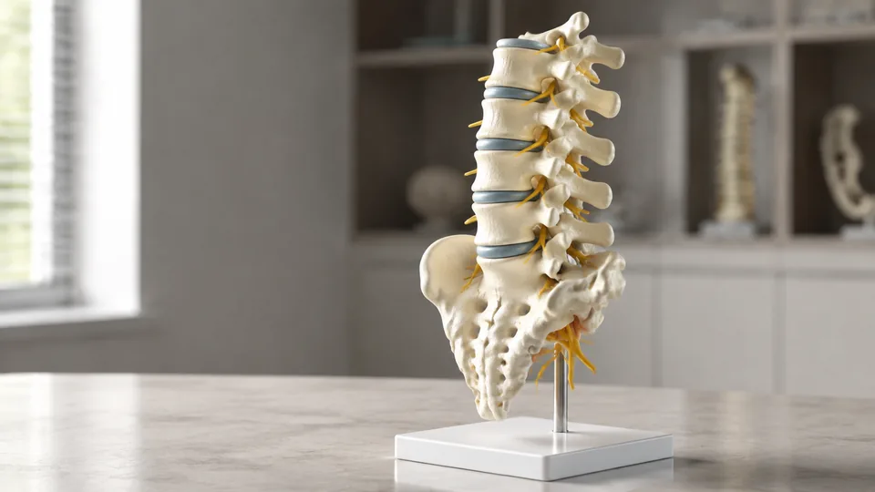 Lumbar spine anatomy model with discs and nerve roots