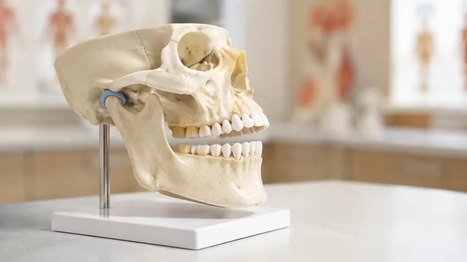 Jaw anatomy model with teeth and temporomandibular joint