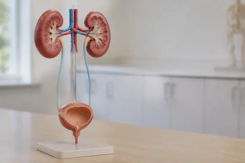 Urinary system anatomy model with kidneys and bladder