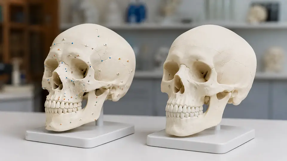 Numbered and unnumbered human skull models for anatomy study