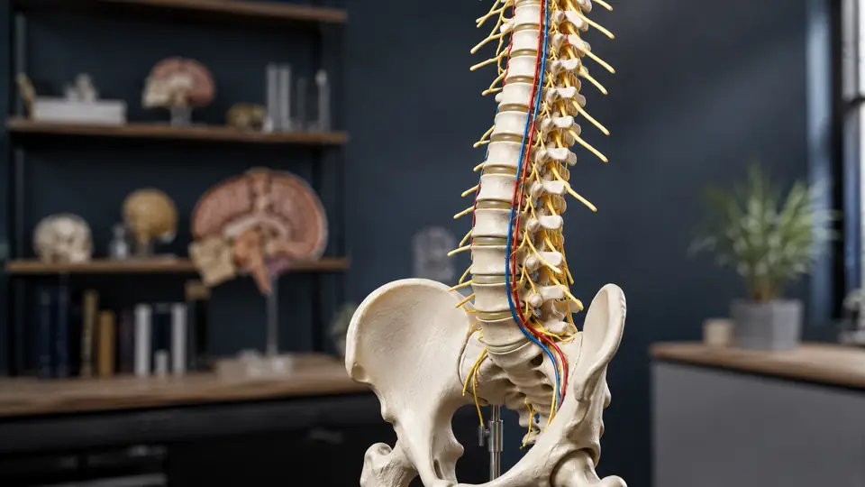 Spine model with spinal nerves and vertebral arteries