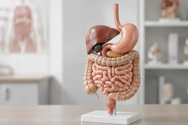 Digestive system anatomy model with stomach and intestines