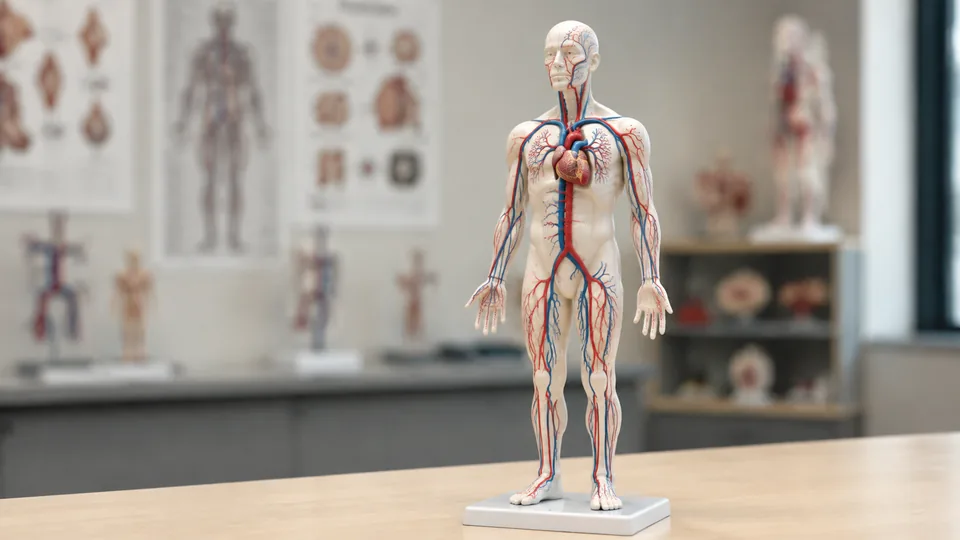 Vascular anatomy model showing arteries and veins