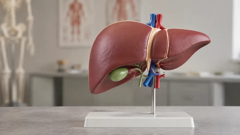 Liver anatomy model with gallbladder and major vessels