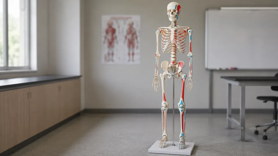 Skeleton anatomy model with muscle attachment markings