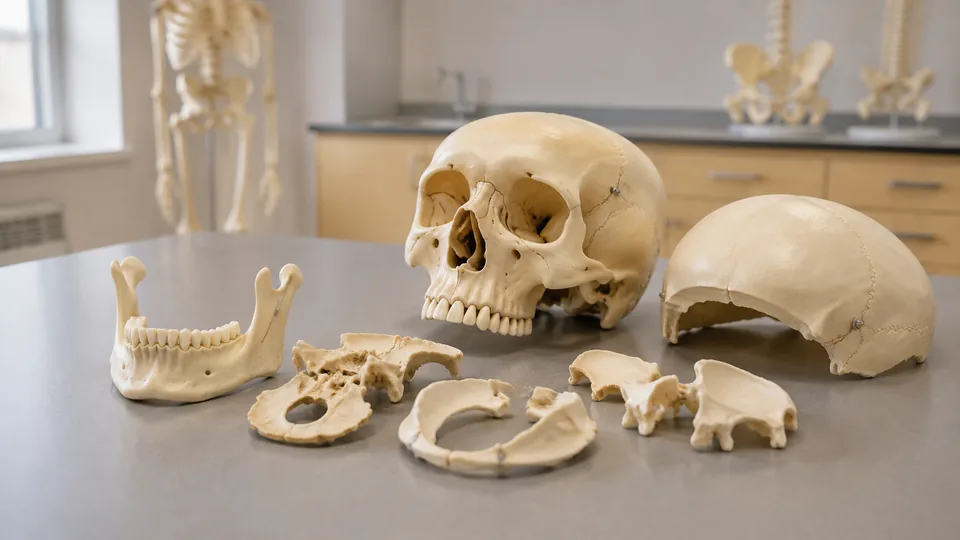 Disarticulated skull anatomy model with detachable cranial bones